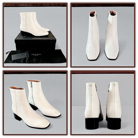 Rag & Bone Aslen Mid Leather Chelsea Boot Antique White - Picture 15 of 16